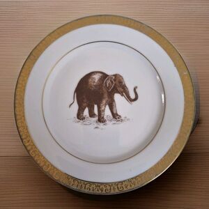 Royal Gallery Gold Buffet Salad Dessert Plate Gold Trim Elephant Vintage 8.5"